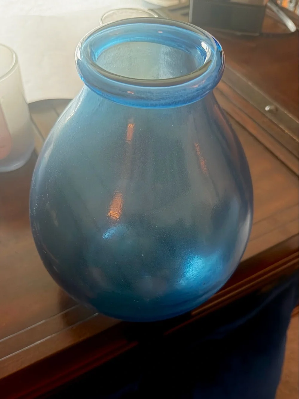 Mid-Century • Modern Blue Glass Decorative Tabletop Vase